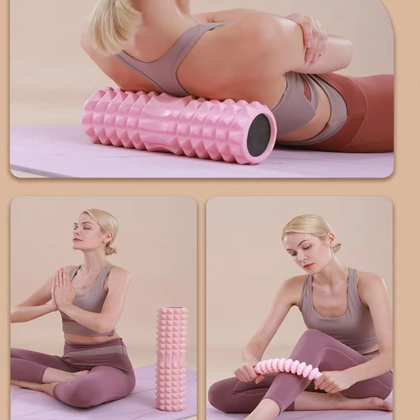 45cm Yoga Foam Roller Set – Muscle Massage Block, Pilates & Fitness Recovery Tool