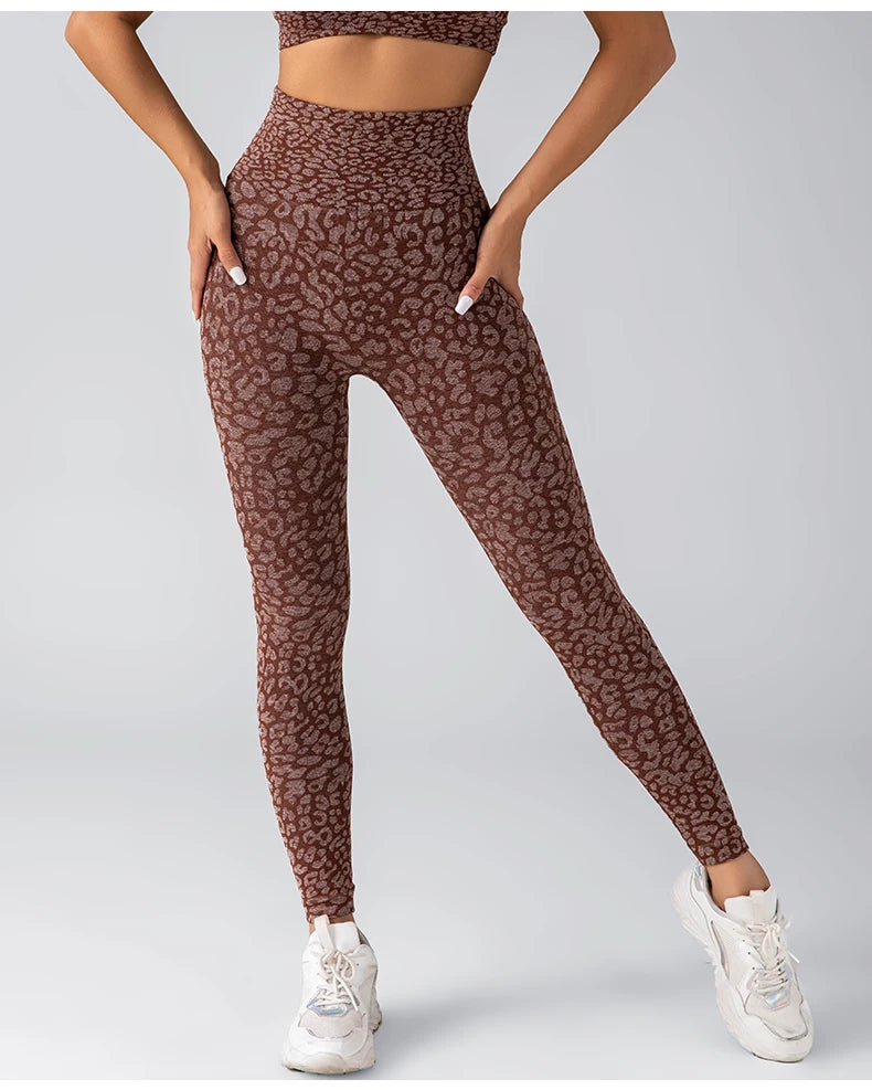 High Waist Seamless Leopard Yoga Pants – Hip Lift, Stretch Fit for Women