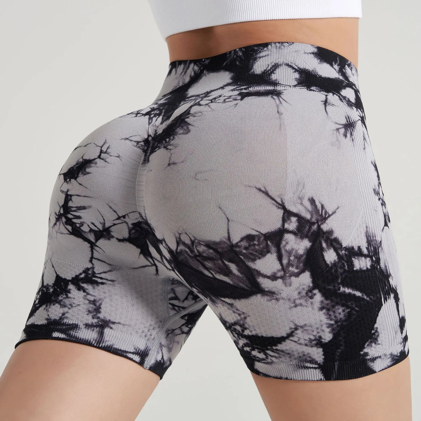 Yoga Shorts for Women - Tie Dye Seamless Cycling, Running & Workout Shorts - High Waisted Gym Fitness Shorts