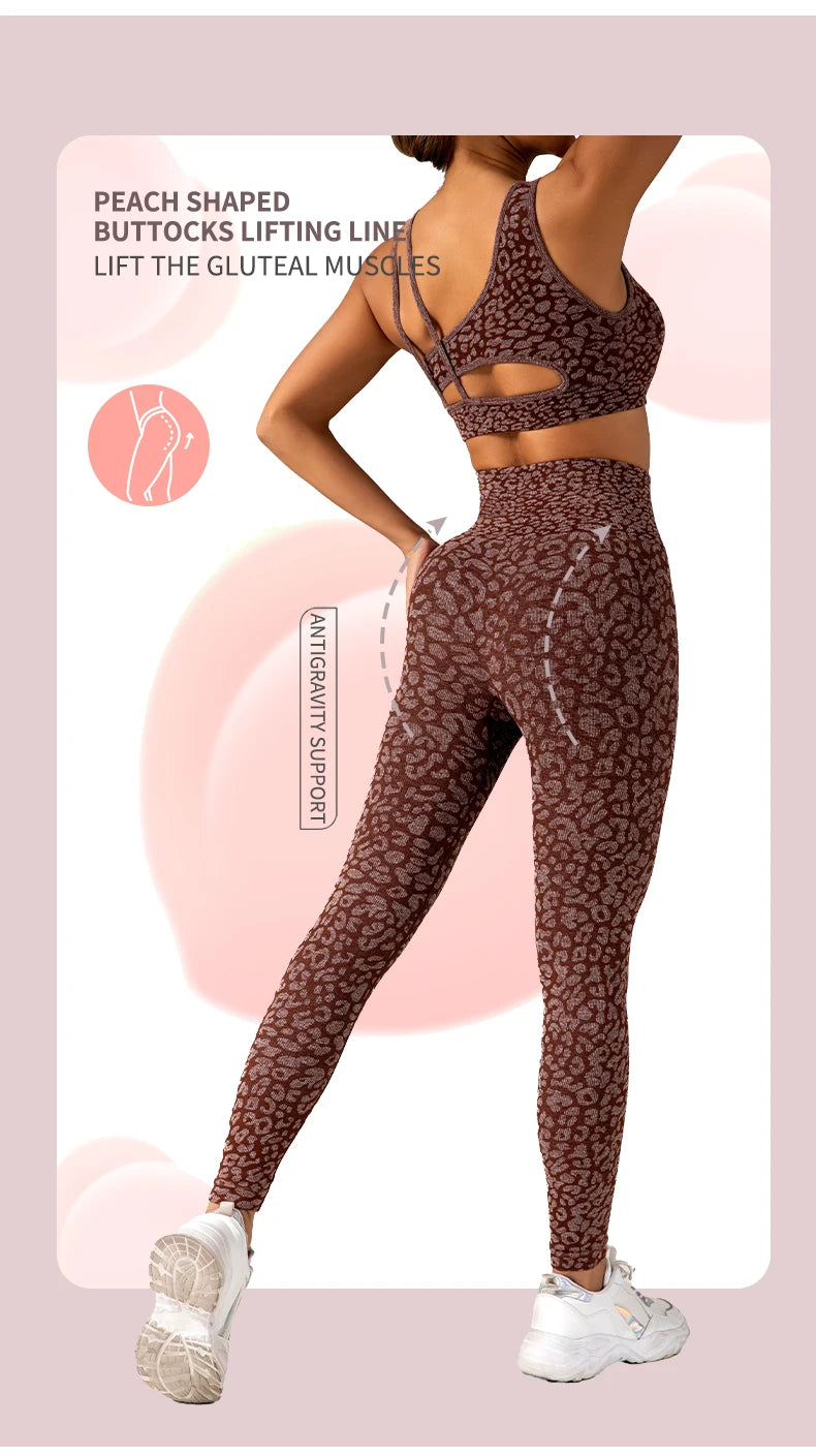 High Waist Seamless Leopard Yoga Pants – Hip Lift, Stretch Fit for Women