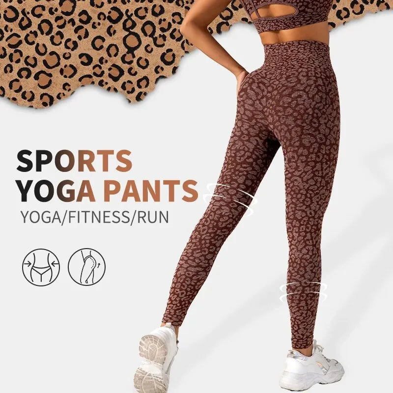 High Waist Seamless Leopard Yoga Pants – Hip Lift, Stretch Fit for Women