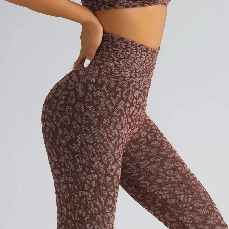 High Waist Seamless Leopard Yoga Pants – Hip Lift, Stretch Fit for Women