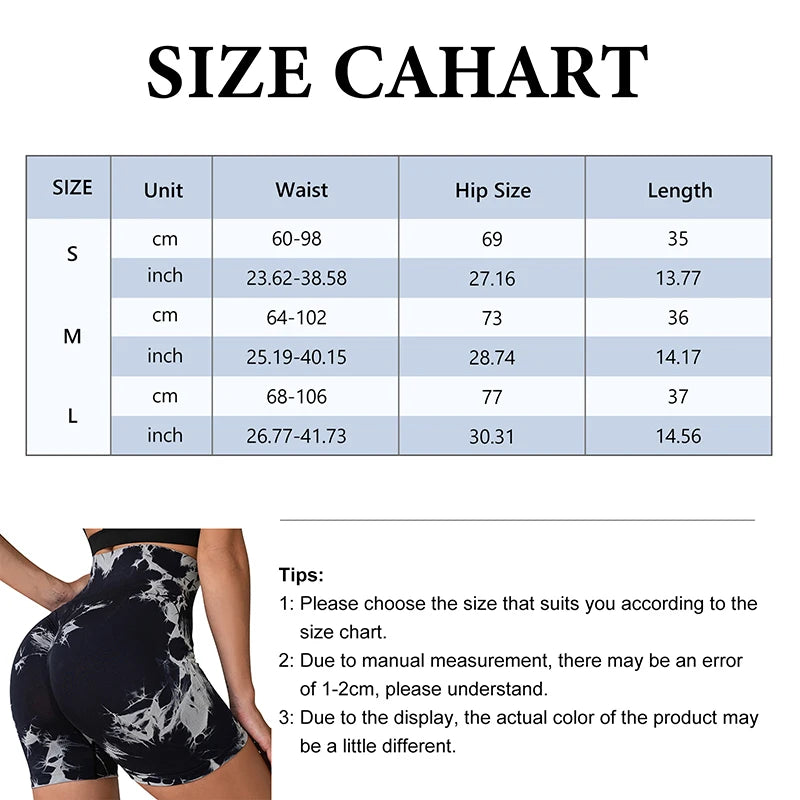 Yoga Shorts for Women - Tie Dye Seamless Cycling, Running & Workout Shorts - High Waisted Gym Fitness Shorts