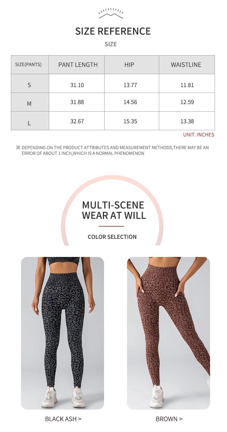 High Waist Seamless Leopard Yoga Pants – Hip Lift, Stretch Fit for Women