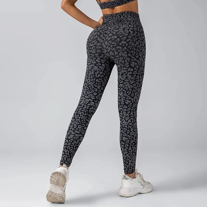 High Waist Seamless Leopard Yoga Pants – Hip Lift, Stretch Fit for Women