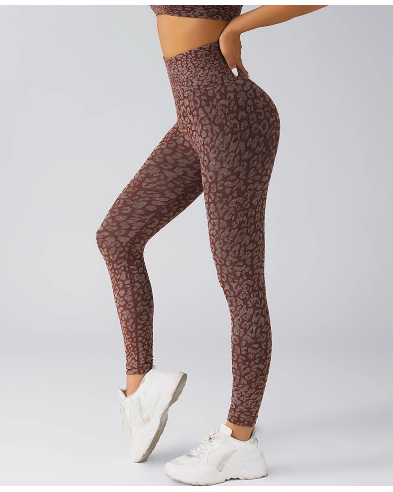 High Waist Seamless Leopard Yoga Pants – Hip Lift, Stretch Fit for Women